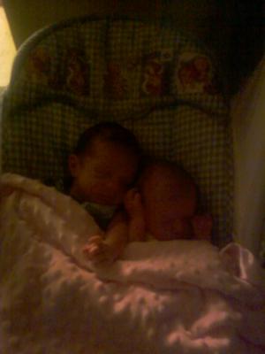 Alexis and Zachary, 4 weeks old