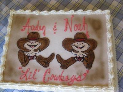 Twin Baby Shower Cakes on Our Little Cowboys   Twin Baby Shower Cake