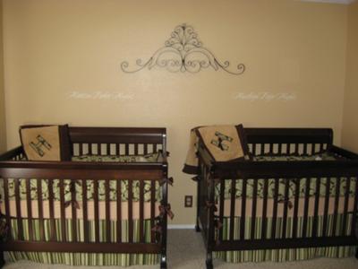 Twin Baby Crib on Upscale Vintage Shabby Chic Boy Girl Twins Nursery