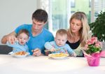 twin babies eat pasta