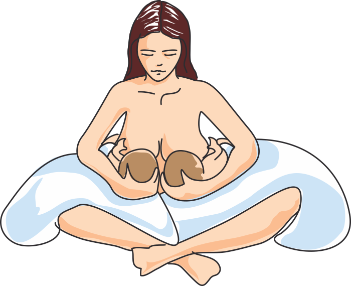 breastfeeding twins football drawing