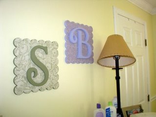 scallop square with custom monograms - Steven and Bella