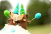 1st Birthday Cake w/ Twin Sock Monkeys (1 with Angel Wings)