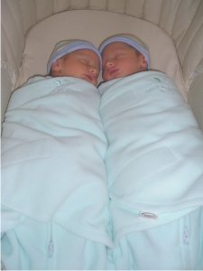 twins sleep in same bassinet
