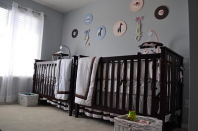 Closer picture of boy/girl cribs