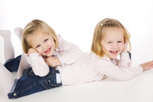 Identical Blond Toddler Girls